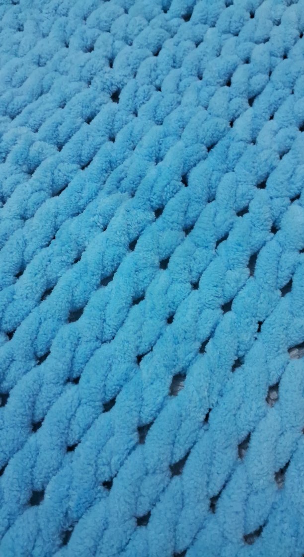 Mavi Örgü Çocuk Battaniyesi 140×125 - Görsel 3