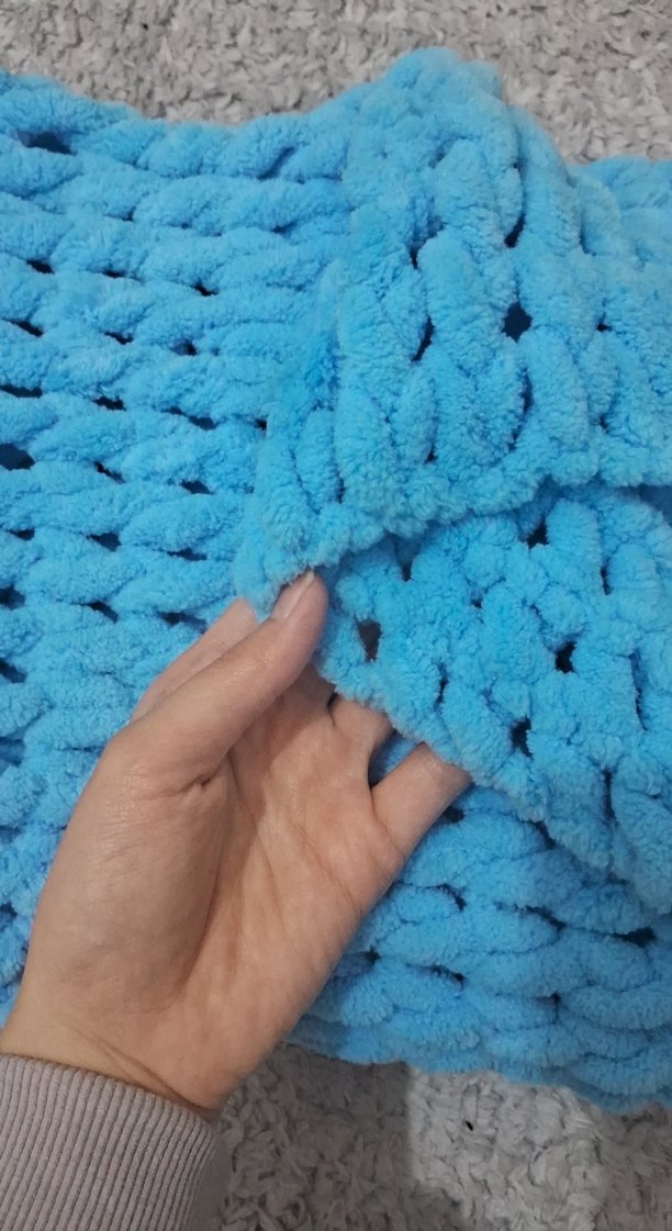 Mavi Örgü Çocuk Battaniyesi 140×125 - Görsel 5