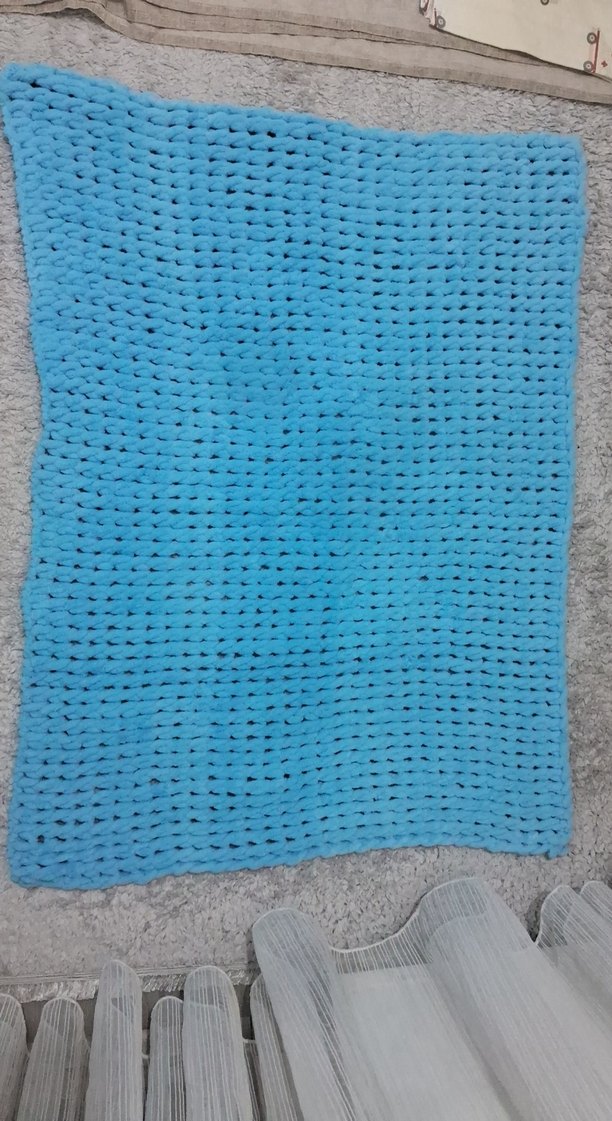 Mavi Örgü Çocuk Battaniyesi 140×125 - Görsel 2
