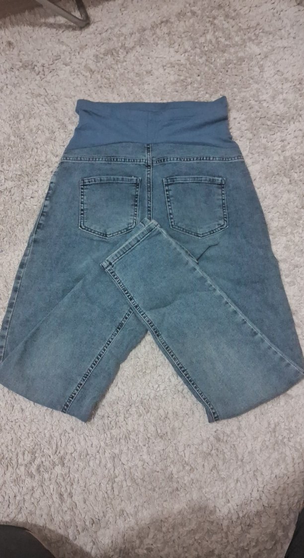 Gri Belli Rahat Kesim Hamile Kot Pantolon - Görsel 3