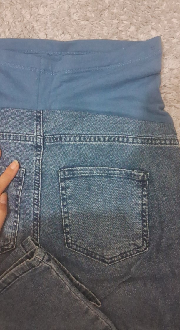 Gri Belli Rahat Kesim Hamile Kot Pantolon - Görsel 5