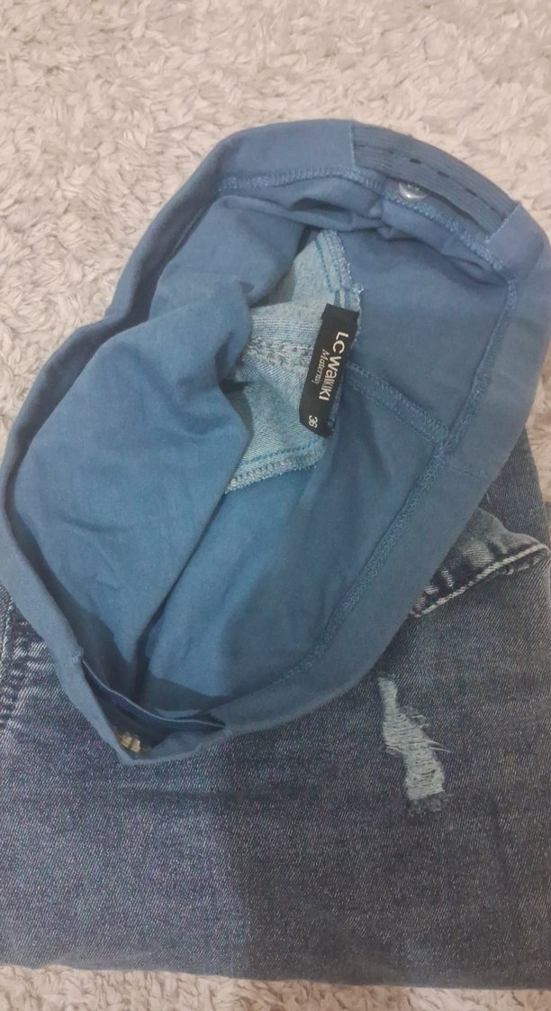 Gri Belli Rahat Kesim Hamile Kot Pantolon - Görsel 2