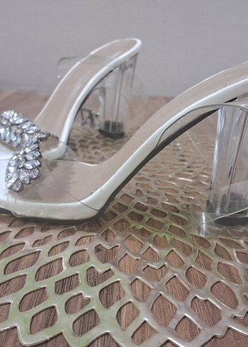 Beyaz Simli Stiletto Kadın Abiye Ayakkabı - Görsel 5