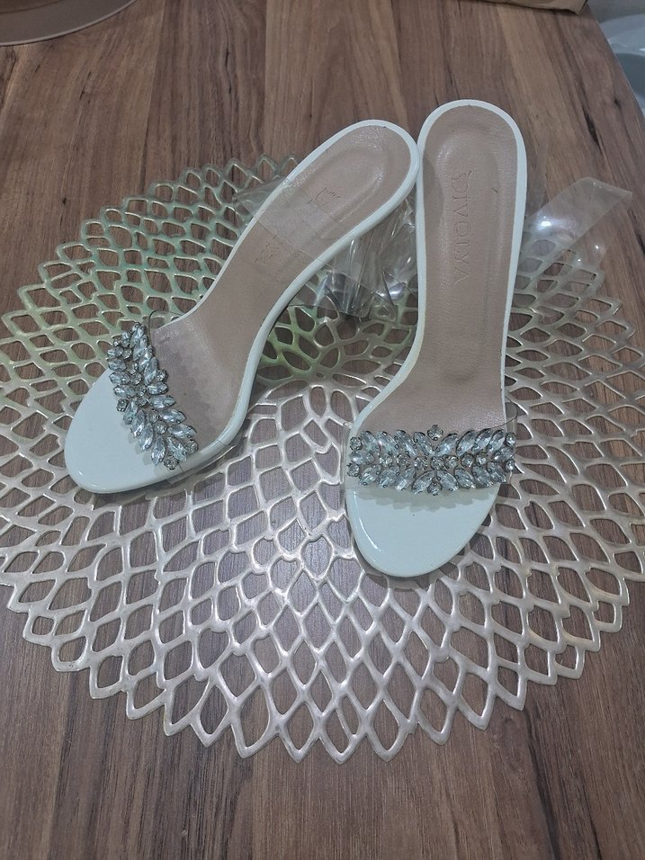 Beyaz Simli Stiletto Kadın Abiye Ayakkabı - Görsel 2