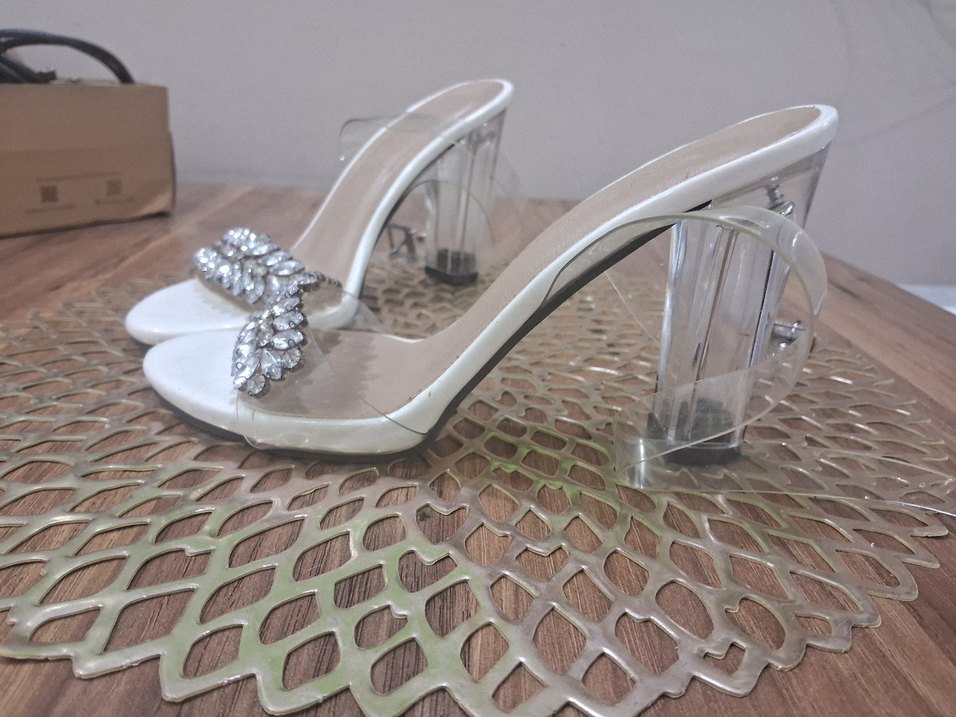 Beyaz Simli Stiletto Kadın Abiye Ayakkabı - Görsel 5