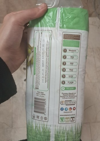 1 PAKET Baby Turco Doğal Bebek Bezi XXL 28'li - Görsel 2