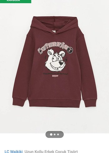 Bordo Kapüşonlu Sweatshirt 11 12 yaş lcw - Görsel 2
