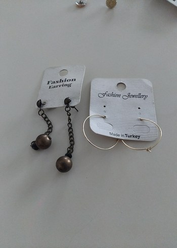 Zincir Detaylı Mini Kahverengi Küpe paket fiyat - Görsel 3