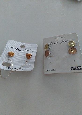 Zincir Detaylı Mini Kahverengi Küpe paket fiyat - Görsel 4