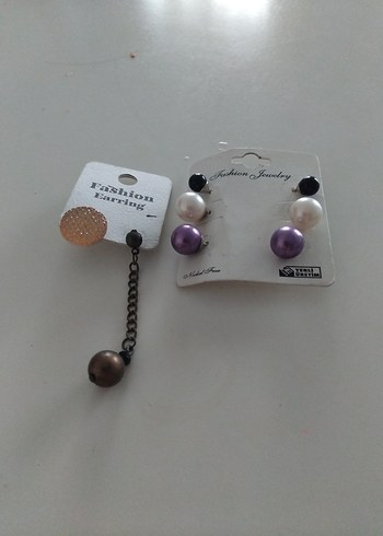 Zincir Detaylı Mini Kahverengi Küpe paket fiyat - Görsel 5