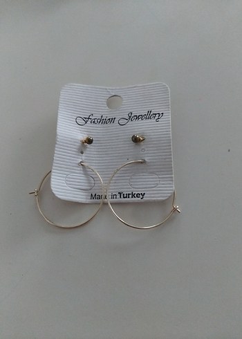 Zincir Detaylı Mini Kahverengi Küpe paket fiyat - Görsel 2