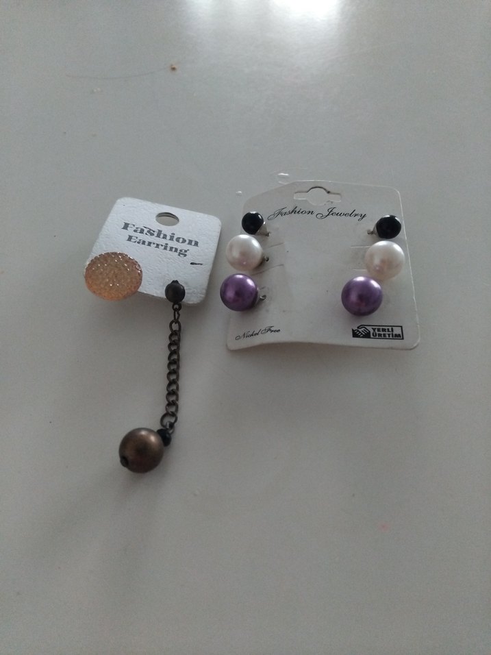 Zincir Detaylı Mini Kahverengi Küpe paket fiyat - Görsel 5