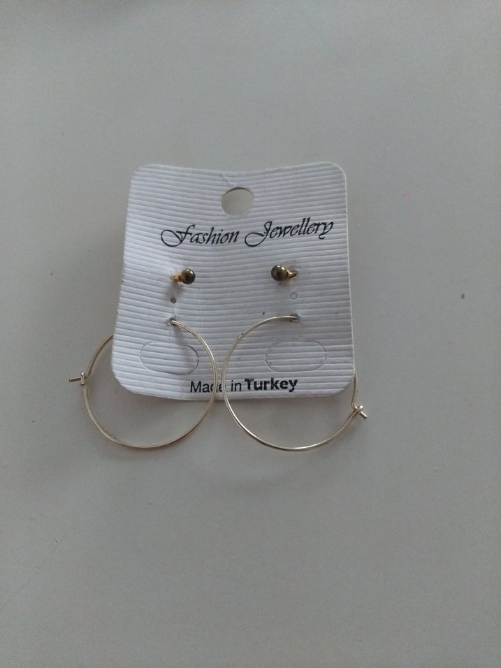 Zincir Detaylı Mini Kahverengi Küpe paket fiyat - Görsel 2