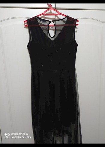 Siyah Drapeli Uzun V Yaka Gotik Elbise - Görsel 6