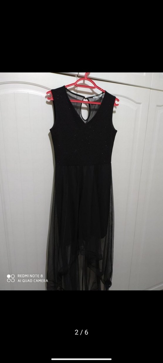 Siyah Drapeli Uzun V Yaka Gotik Elbise - Görsel 2