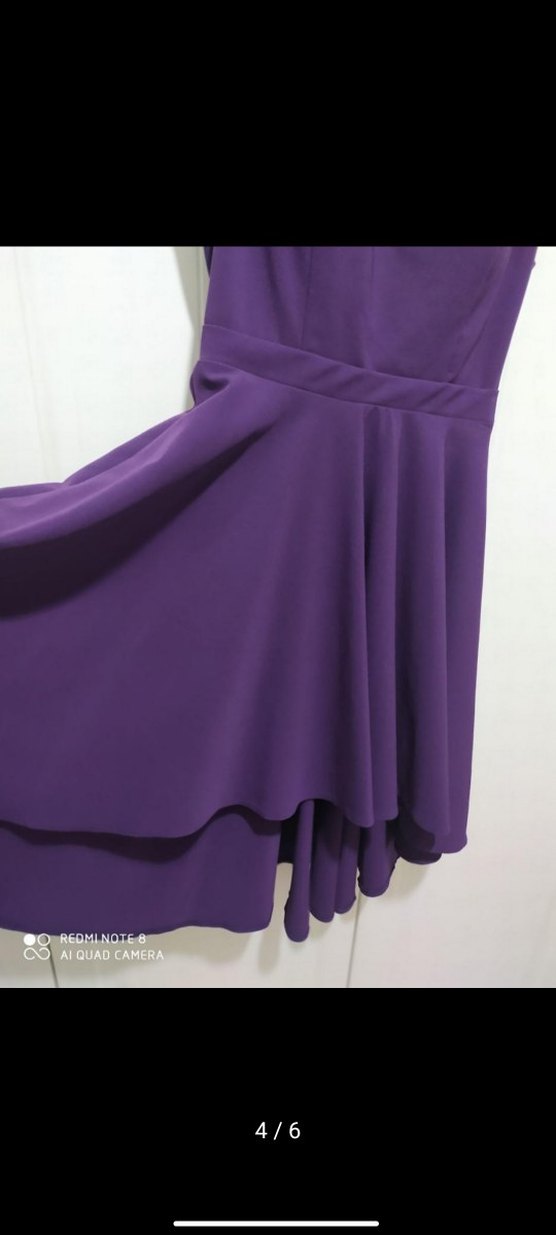 Mor Dantel Detaylı Midi Abiye Elbise - Görsel 4