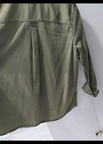 Kadın Haki Uzun Kollu Düğmeli Gömlek - Görsel 5