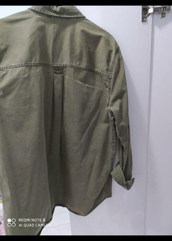 Kadın Haki Uzun Kollu Düğmeli Gömlek - Görsel 4