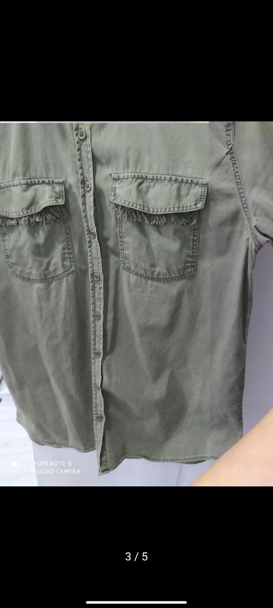 Kadın Haki Uzun Kollu Düğmeli Gömlek - Görsel 3