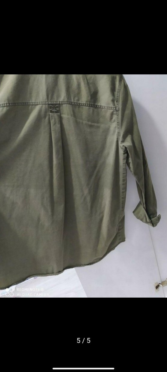 Kadın Haki Uzun Kollu Düğmeli Gömlek - Görsel 5