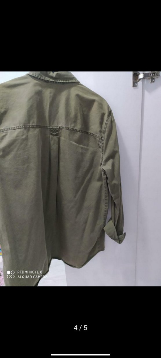 Kadın Haki Uzun Kollu Düğmeli Gömlek - Görsel 4