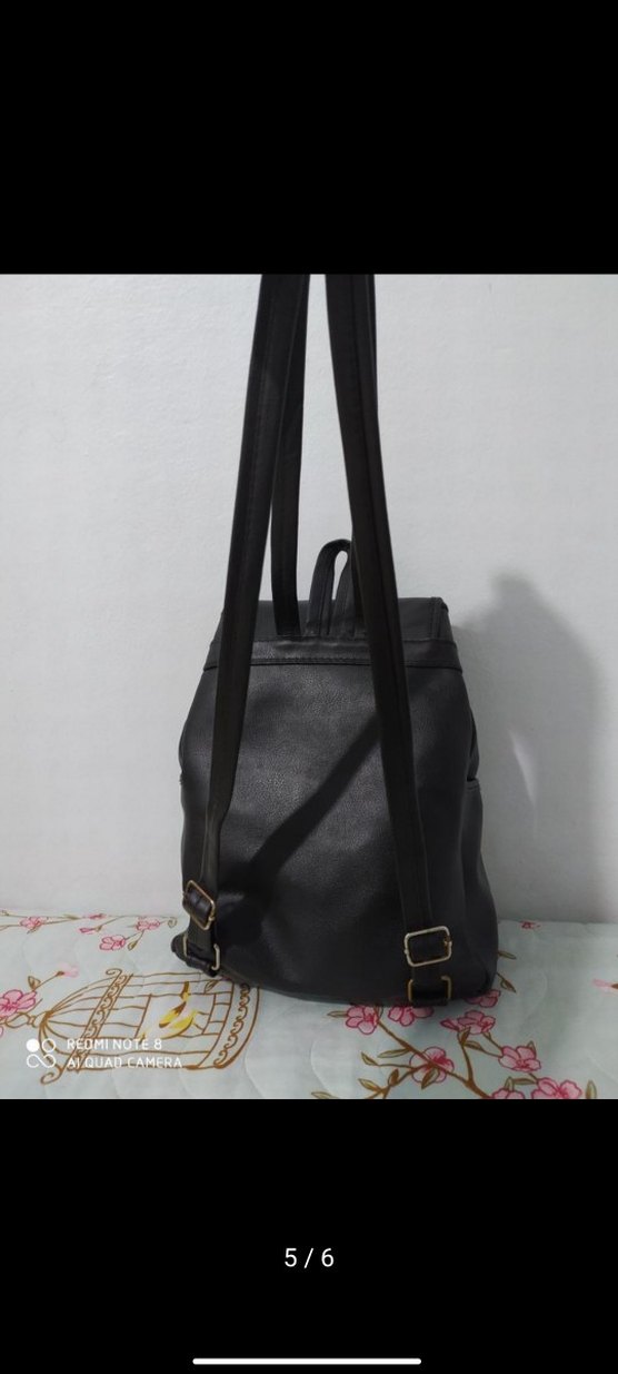 Siyah Deri Kadın Sırt Çantası - Görsel 5