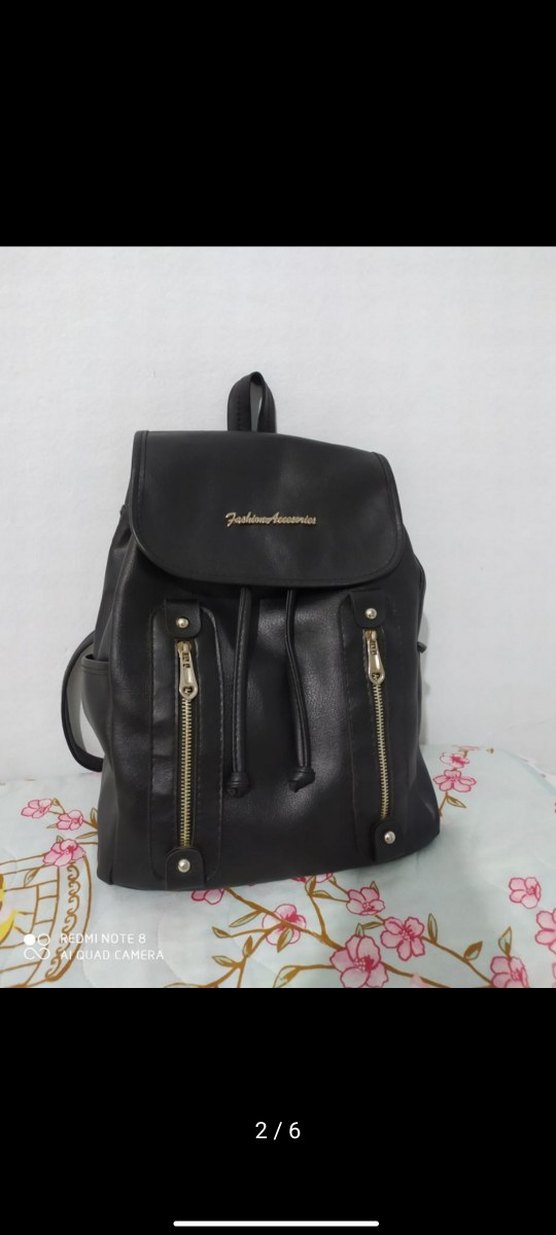 Siyah Deri Kadın Sırt Çantası - Görsel 2