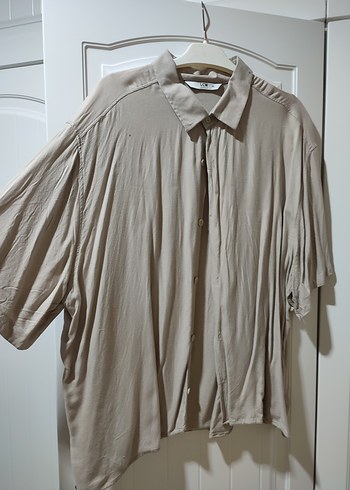 Bej Keten Kısa Kollu Gömlek - Görsel 6