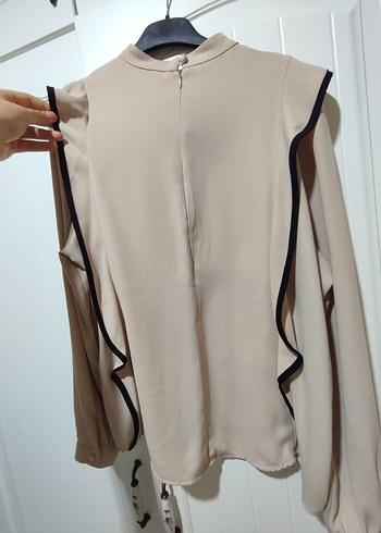 Bej Düğmeli Uzun Kollu Kadın Gömlek - Görsel 8