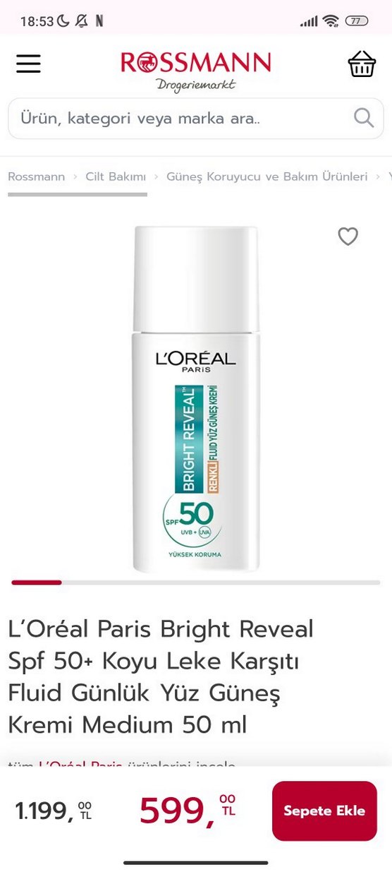 L'Oréal Paris Bright Reveal SPF 50 Renkli Yüz Güneş Kremi - Görsel 4