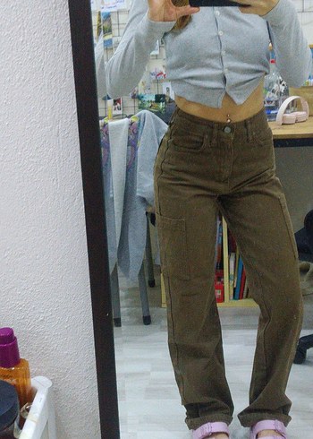 xs Beden Kahverengi cepli jean