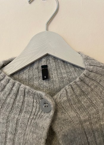 Gri Örgü Kadın Hırka Yüksek Yaka - Görsel 5