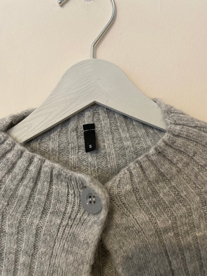 Gri Örgü Kadın Hırka Yüksek Yaka - Görsel 5