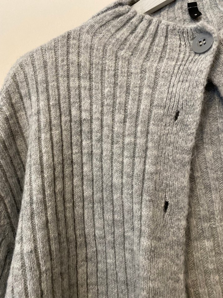 Gri Örgü Kadın Hırka Yüksek Yaka - Görsel 4