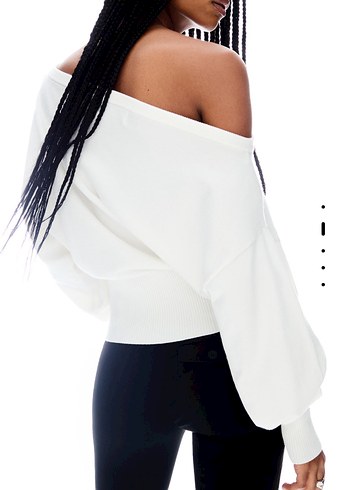 Bershka beyaz asimetrik kazak - Görsel 6