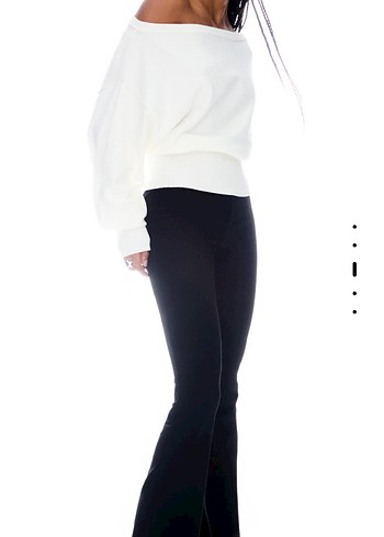 Bershka beyaz asimetrik kazak - Görsel 8