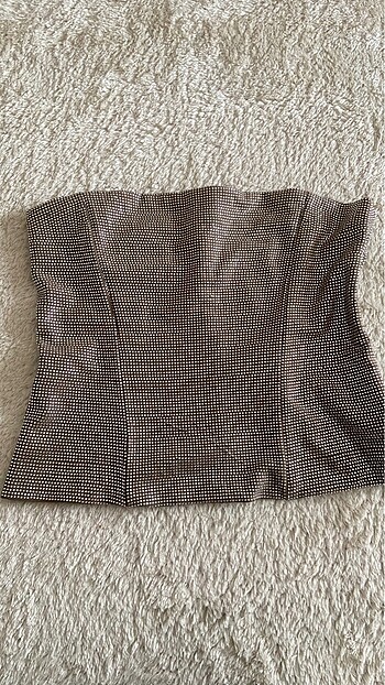 Zara parlak taşlı straplez crop
