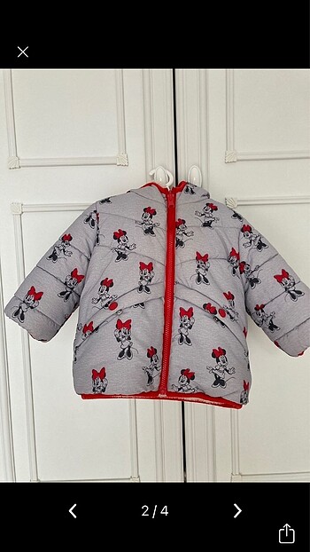 Mickey mouse kapüşonlu çift taraflı mont
