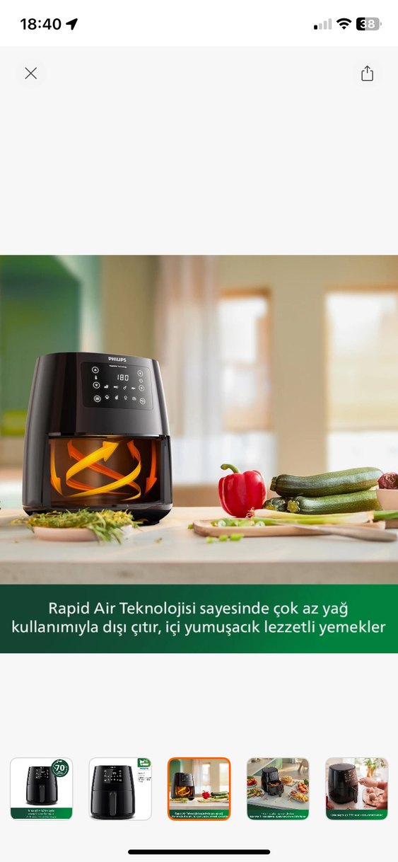 4.1 L Kapasiteli Siyah Philips Airfryer - Görsel 3
