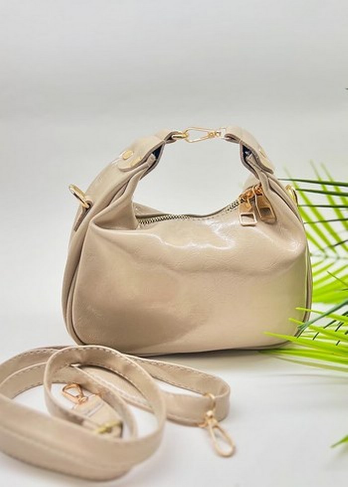 Bej Minimalist Deri Kadın Çanta - Görsel 2