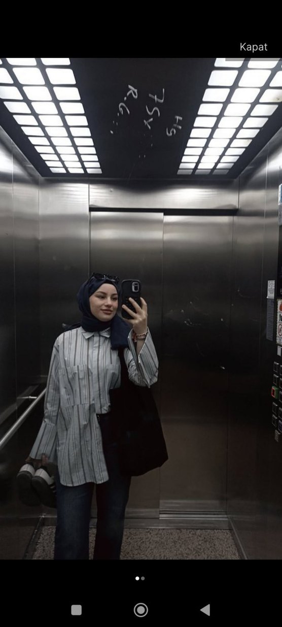 Çizgili V Yaka Uzun Kollu Kadın Gömlek - Görsel 3