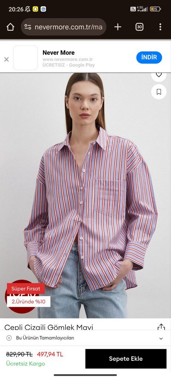 Düğmeli Çizgili gomelk - Görsel 3