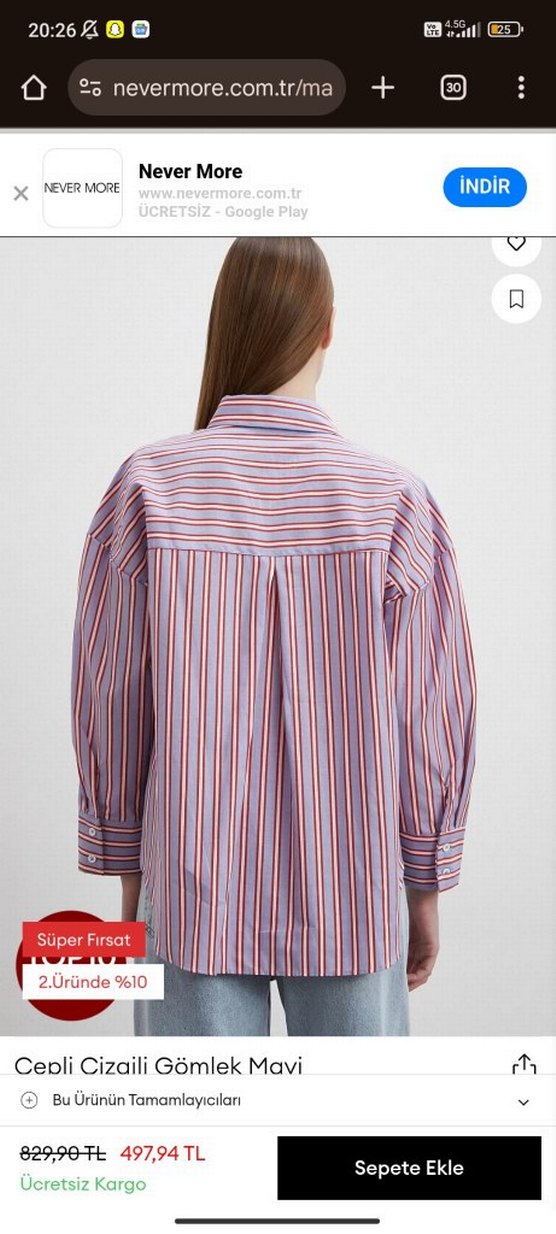 Düğmeli Çizgili gomelk - Görsel 2