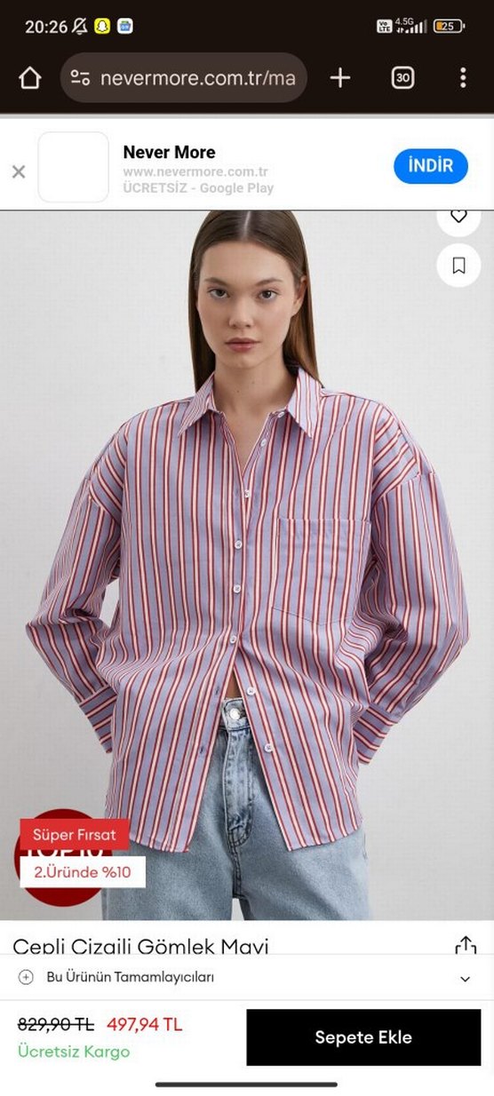 Düğmeli Çizgili gomelk - Görsel 4