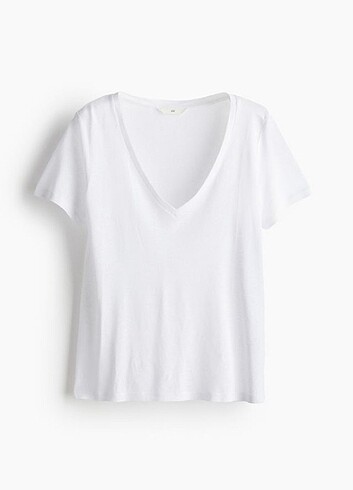m Beden H&M Orjinal Marka Bayan Beyaz V yaka Tişört