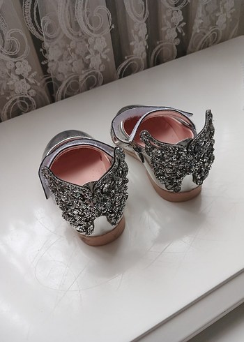 Kız Çocuk Parlak Gri Metalik Babet - Görsel 2