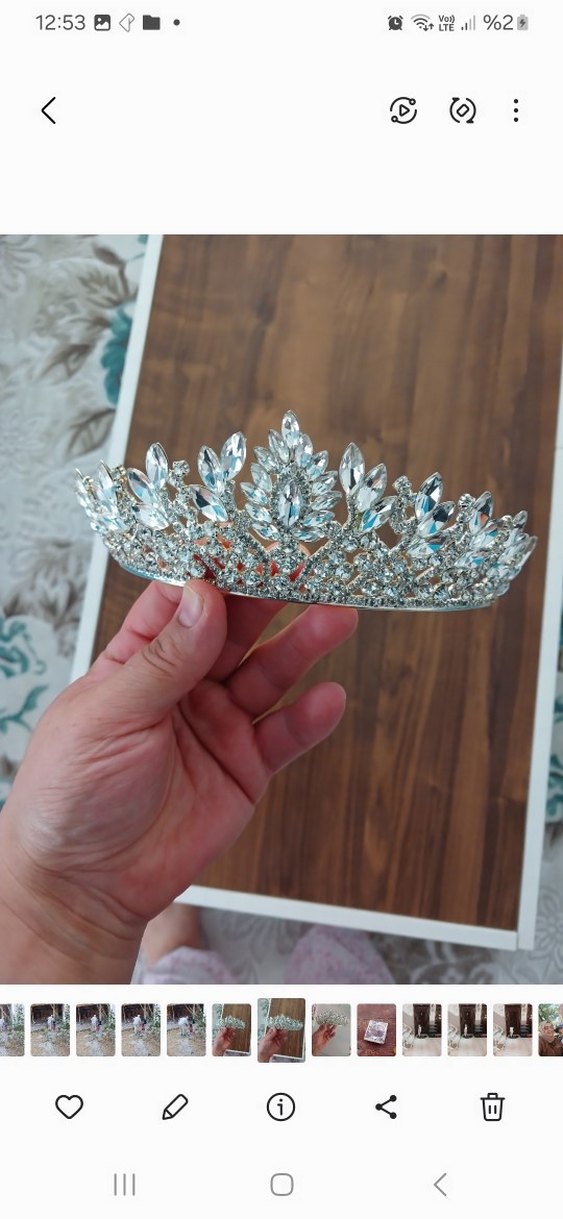 Işıltılı Beyaz Gelin Tacı - Görsel 2