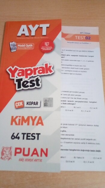 Ayt kimya yaprak test 
