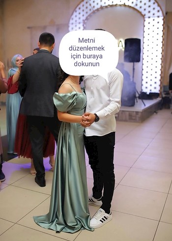 Drapeli Askılı Uzun Abiye Elbise - Görsel 2