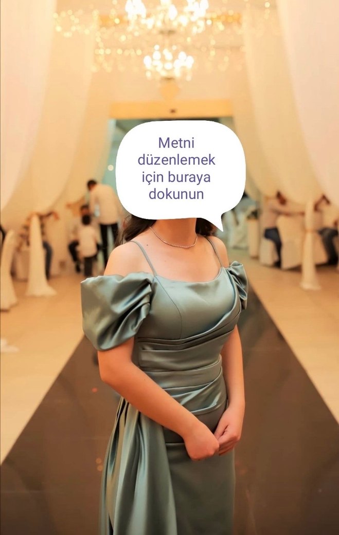 Drapeli Askılı Uzun Abiye Elbise - Görsel 3